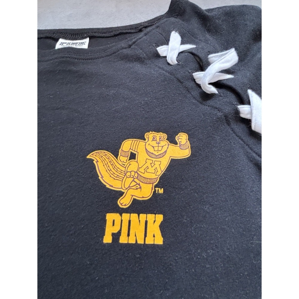 Victoria's Secret Pink 5th And Ocean Minnesota Gophers Tee Sz XS Lace Up College - Picture 2 of 10